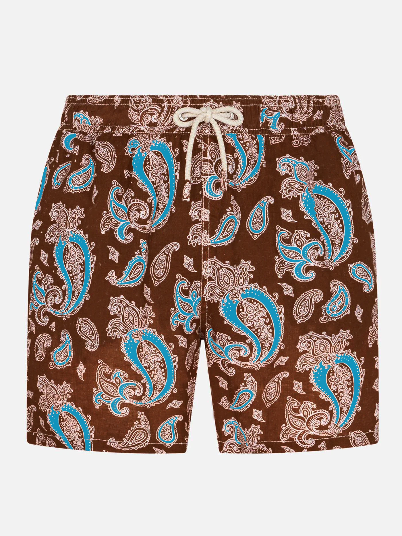 Herenbadpak van linnen met paisleyprint