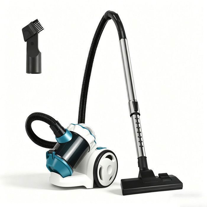 MONMECD Aspirateur Traineau Sans Sac 1500W, 2L, 22kPa Puissant,  Léger, Ergonomique, Filtre HEPA Lavable, Câble 4.5m, Bleu & Blanc