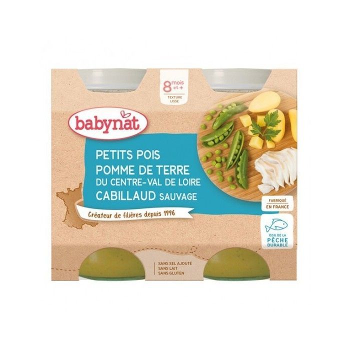 Babybio herneet, peruna, villiturska 8 kuukaudesta alkaen 2 x 200 g