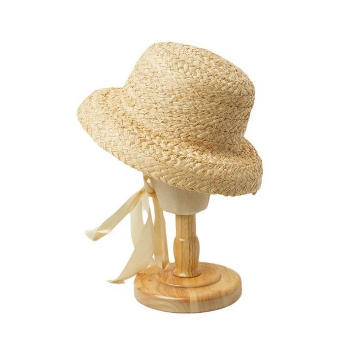 FUNMOON Sombrero de sol de paja y rafia hecho a mano para niño, estilo retro, ala plana, plegable, ideal para viajes y vacaciones - 588031