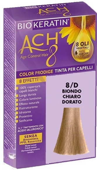 BIOKERATIN Biokeratin Ach8 8/D tinte para el cabello rubio dorado claro