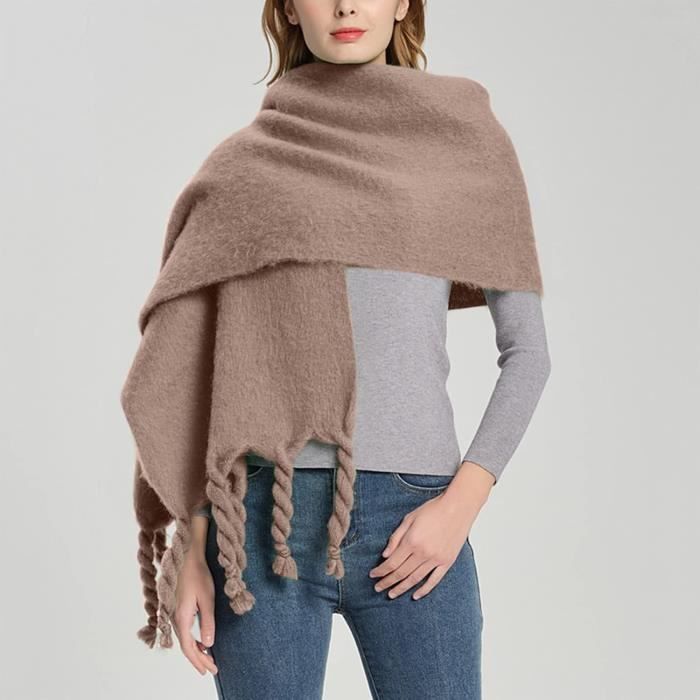 Conjunto de bufanda y gorro para niñas con pompones - Cálido, suave y grueso - Bufanda grande y acogedora