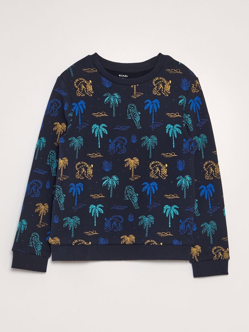 Bedrukte French Terry-sweatshirt - BLAUW
