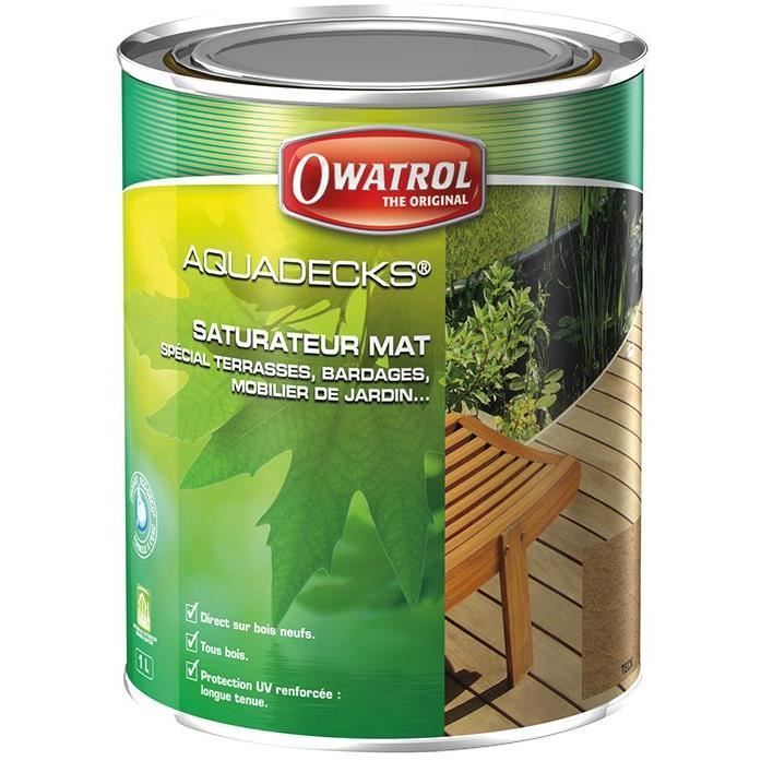 Saturateur - OWATROL - AQUADECKS - Mat - Protection Bois Exotiques - 1L - Extérieur