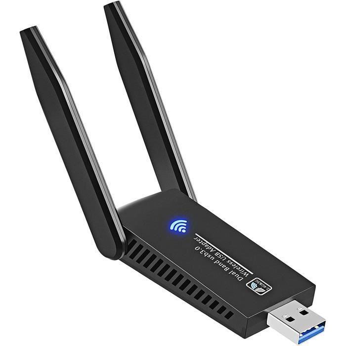 Clé WiFi 1300Mbps - APERIL - Adaptateur Dualband - Antenne 5dBi - USB 3.0 - Installation facile
