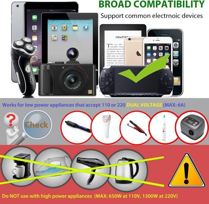 Adaptador de enchufe de viaje universal, con USB C, adaptador universal de Francia a EE. UU., UE, Reino Unido, Alemania, Australia, China y Japón, color negro.
