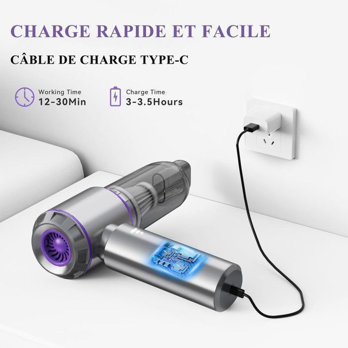 Car Vacuum Cleaner - 18000Pa 4 in 1 - Handheld Vacuum - 3 Speeds 80,000 RPM - Home, Car, Office