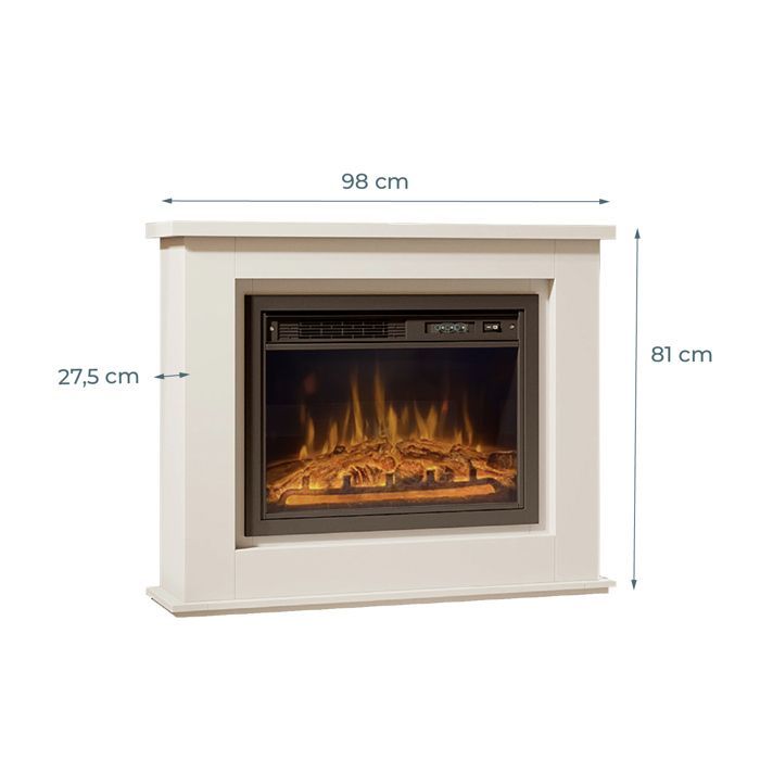 Mueble con chimenea eléctrica - DISEÑO DE MUEBLES - Alaska - Laca blanca - LED multicolor - 1000/2000W