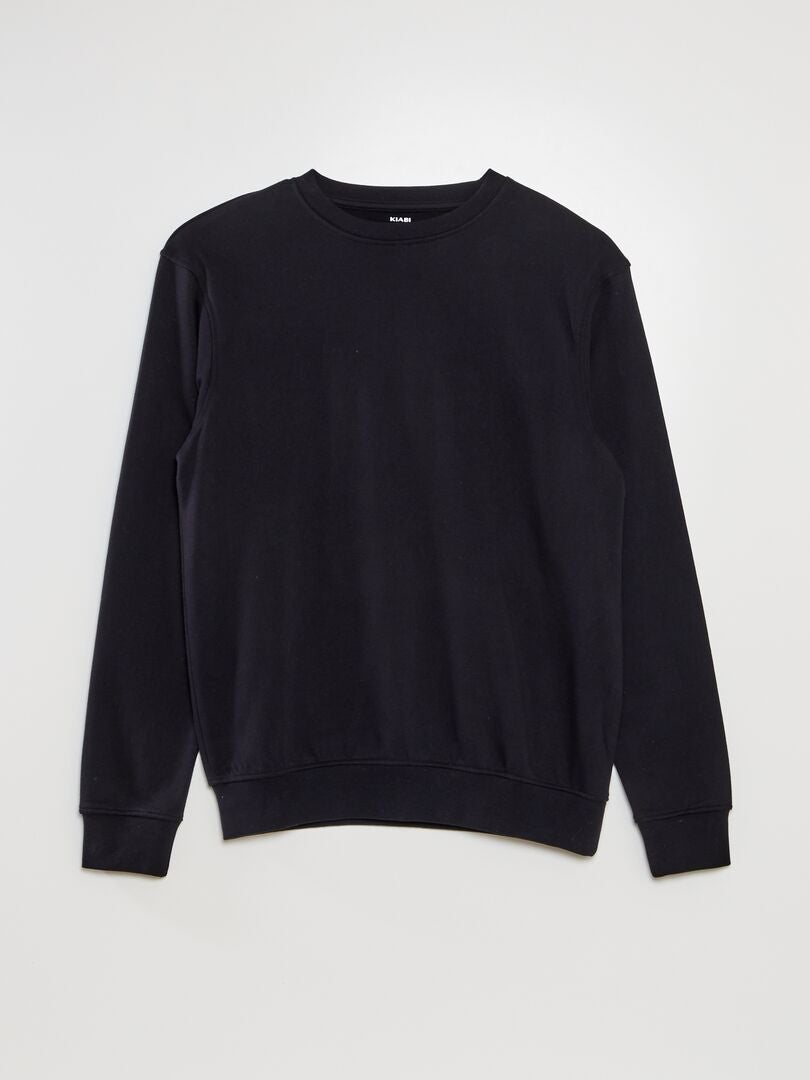 Effen French terry sweatshirt - zwart