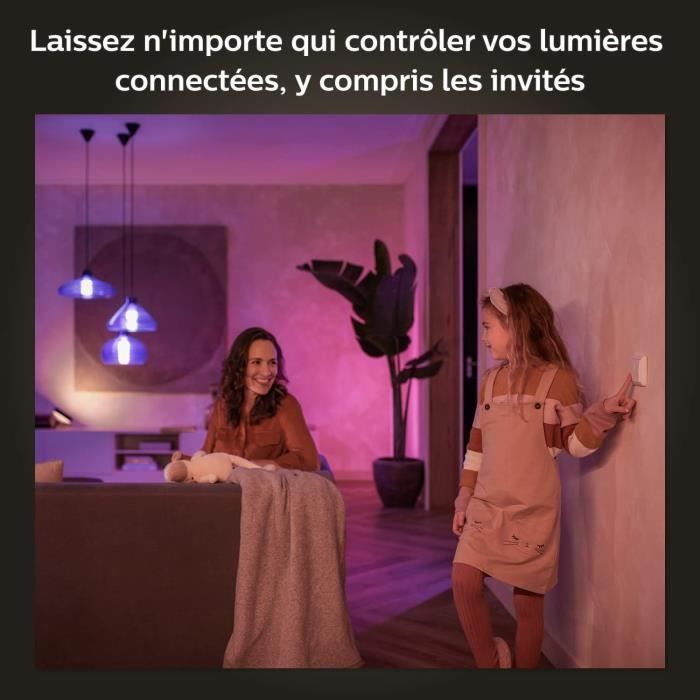 Module d'interrupteur mural - PHILIPS HUE - Pack de 2 - Blanc - Compatible Alexa - Intérieur