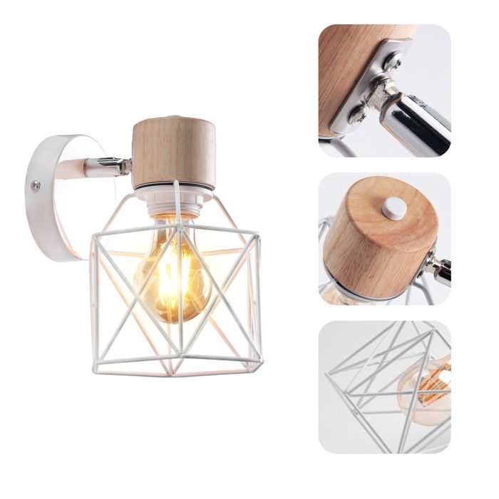 UNI Applique Mural Industrielle Eclairage Mural Vintage en Métal E27 Lampe de Mur Luminaire Intérieur Industrielle -Blanc