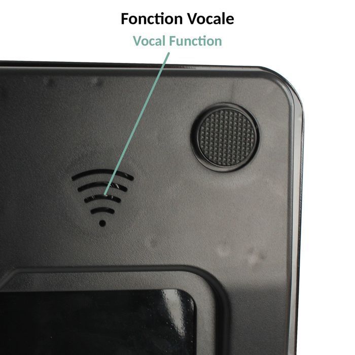 Balanza de baño FISHTEC activada por voz, cristal templado, antideslizante, capacidad de 180 kg, pantalla digital, ideal para personas con discapacidad visual.
