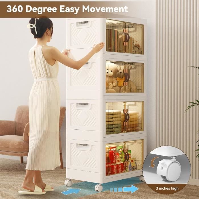 5 cajas organizadoras de plástico plegables para baño, cocina, dormitorio, sala de estar, ropa, juguetes y libros.