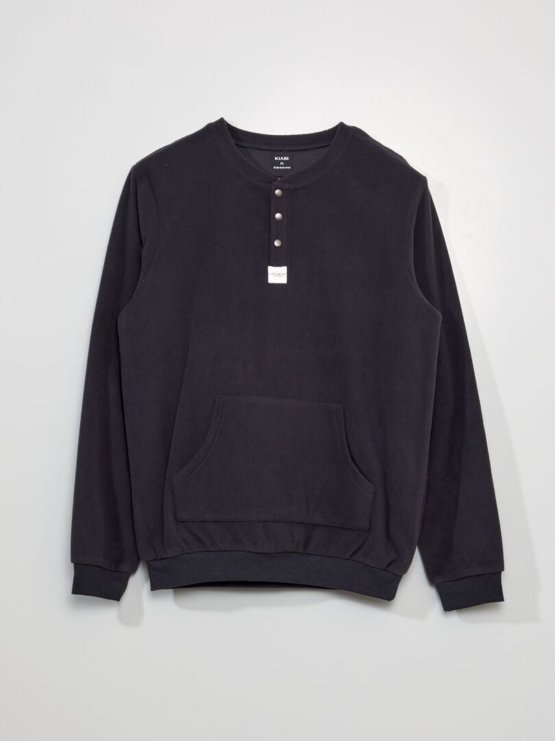 Fleece pyjama-trui - ZWART