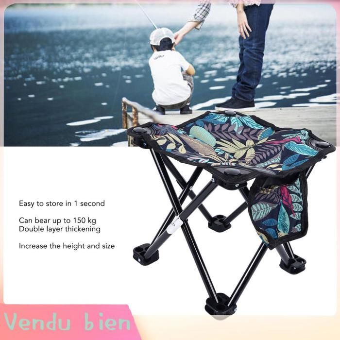 Garosa Tabouret de camping Camping Stool Canvas Leaf Pattern Compact Outdoor Folding Chair With Carrying sport materiel