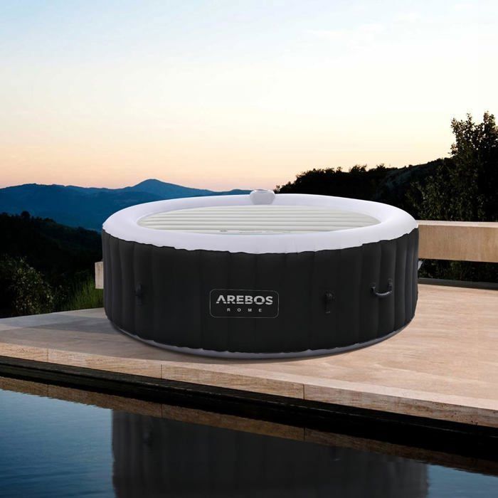 AREBOS Couverture thermique pour spa 4 personnes – PVC résistant, isolation optimale, protection contre saleté et refroidissement