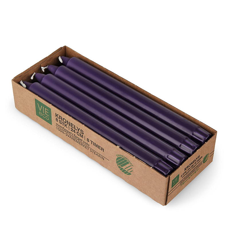Vie Eco Crown-lys 8-pakning 24 cm øko lilla advent
