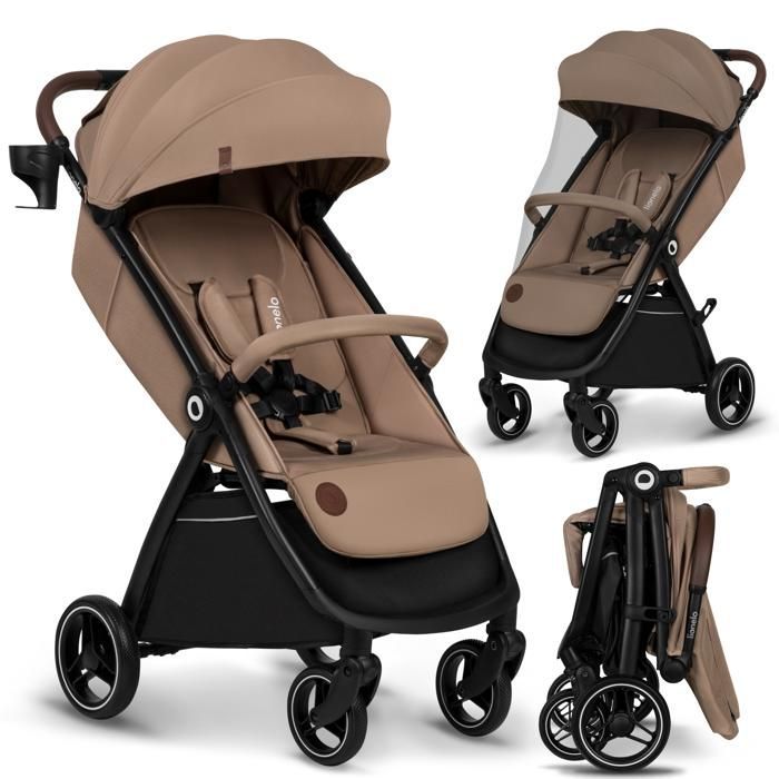 Poussette compacte LIONELO Ingrid - Amortissements - Jusqu'à 22 kg - Légère & pliable - Beige
