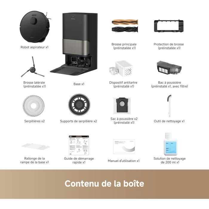 Robot aspirapolvere DREAME L40s Pro Ultra, 19.000 Pa, doppia spazzola HyperStream, supera 4 cm di altezza, spazzola laterale estensibile e sollevabile.