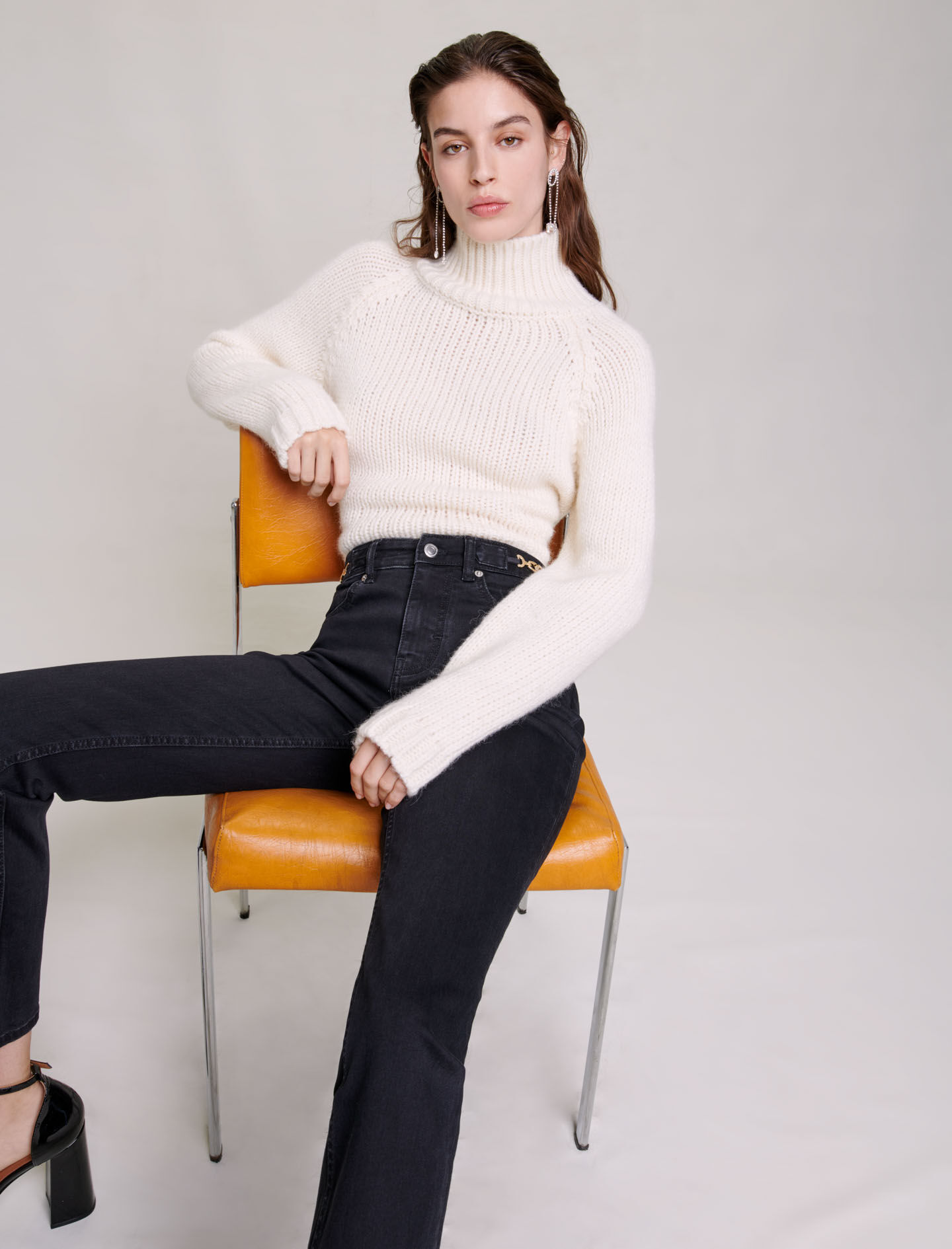 Denim cu zale și franjuri - Negru