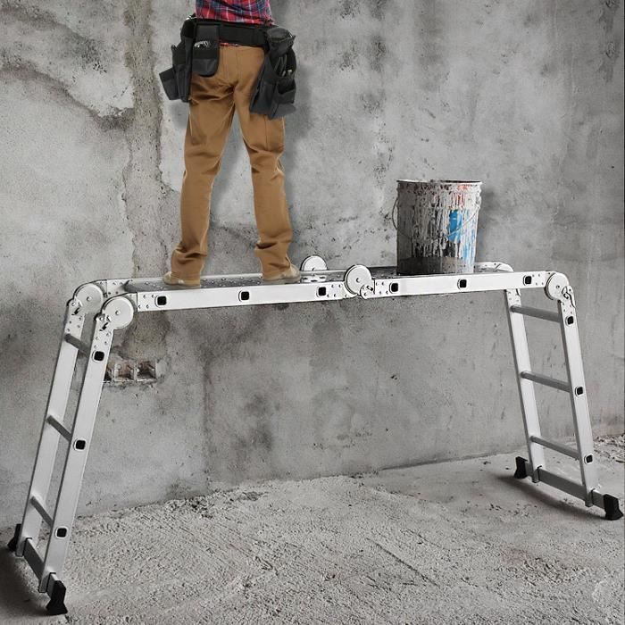 Escalera multifuncional 6 en 1 - XMTECH - 470 cm - Aluminio - Capacidad de carga de 150 kg - Plegable y portátil