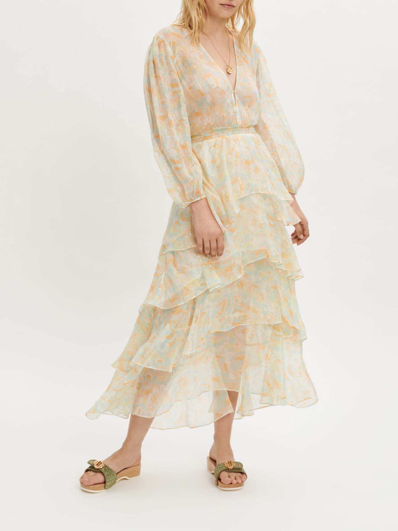 Rochie de mătase fluidă și strălucitoare - Portocalie