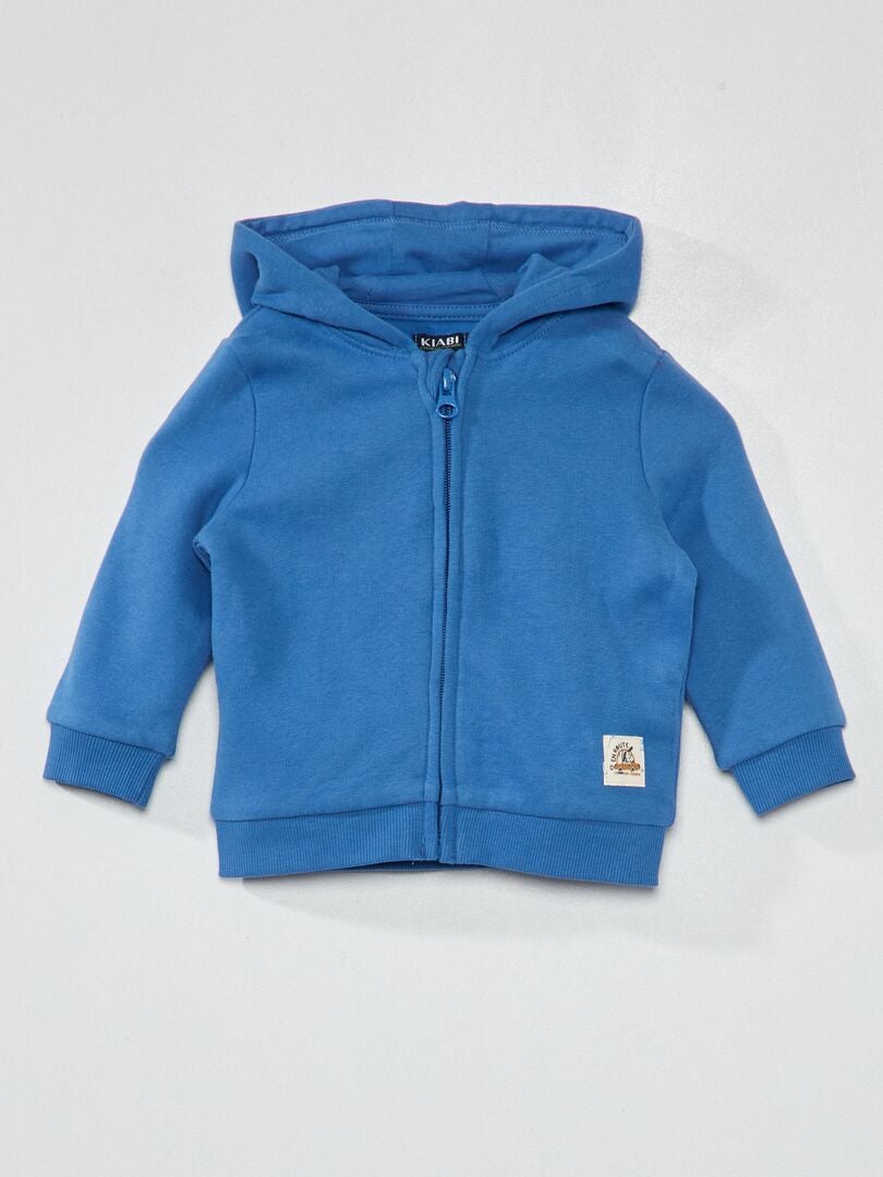 Trui met rits van fleece - BLAUW