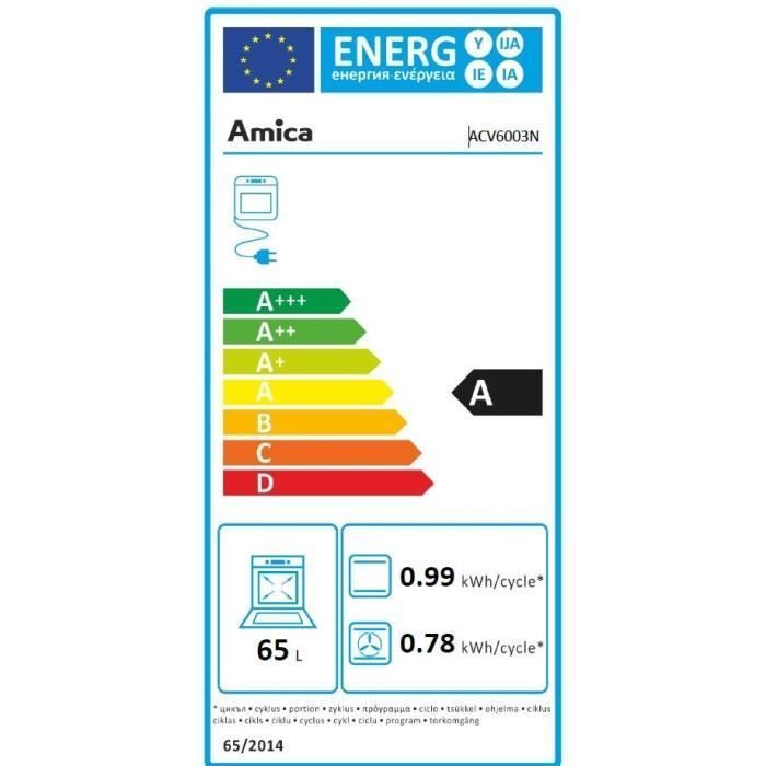 Cuisinière vitrocéramique - AMICA - ACV6003RN - 4 feux - 1500 W - 60 cm - Noir