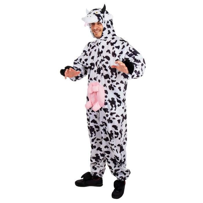 Costume - Adult Cow PtitClown - Hooded Jumpsuit - Zipper - White