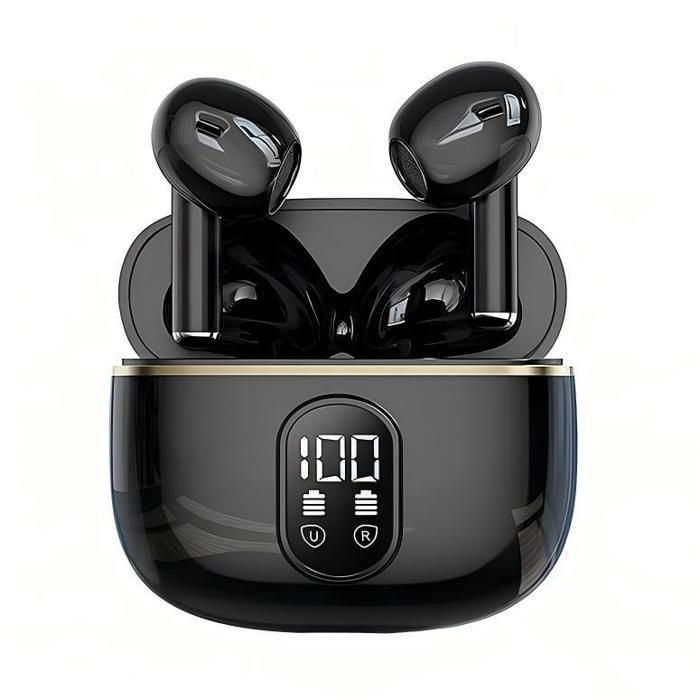 Écouteurs sans fil avec son stéréo et basses puissantes, écouteurs Bluetooth légers avec 48 heures d'autonomie Noir