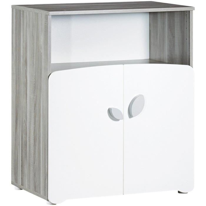 Chambre bébé trio Leaf: lit 120x60, commode à langer et armoire - Babyprice - Blanc
