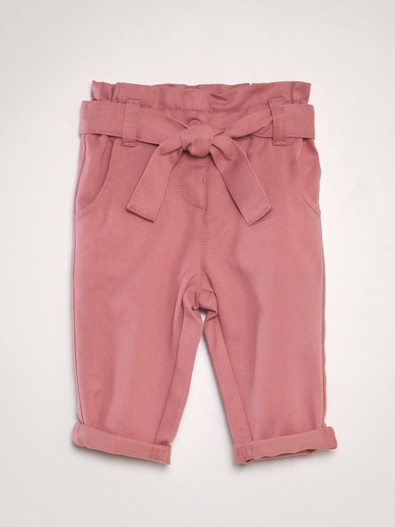 Pantalones con cinturón de lazo - rosa