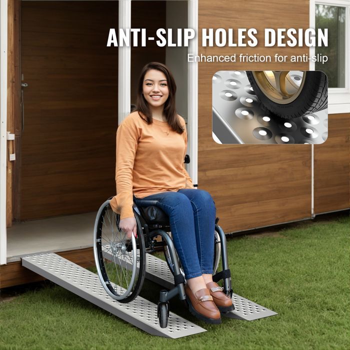 Rampas de aluminio VEVOR - 1200 x 215 x 42 mm - Capacidad de carga 399,2 kg - Para motocicletas todoterreno, remolques, quads, UTVs y tractores de jardín