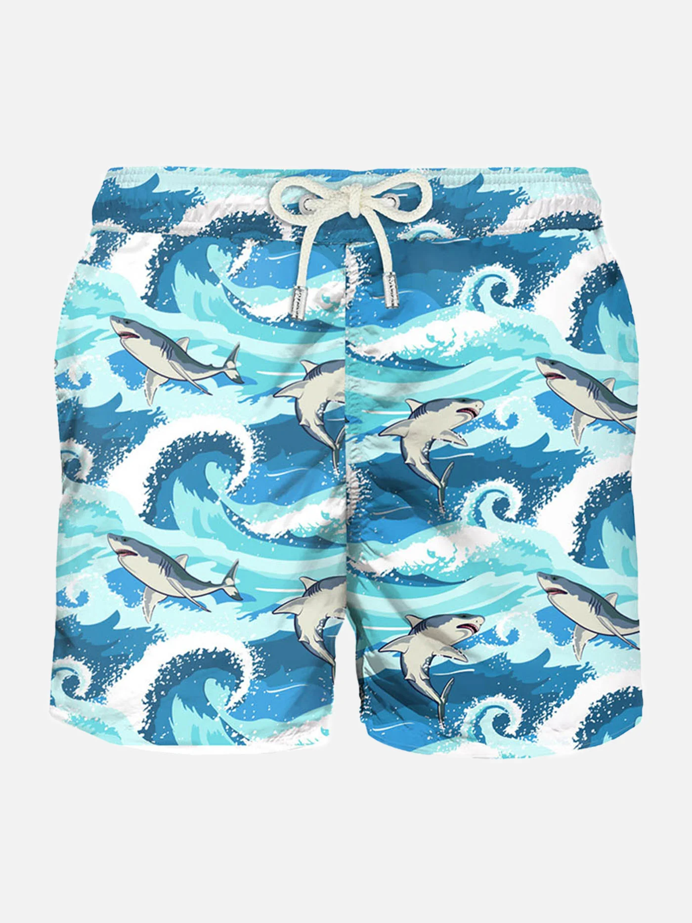 Traje de baño ligero para hombre con estampado de tiburón