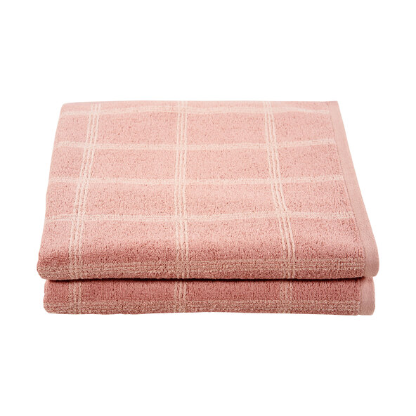 Frotté serie firkantet badehåndklæde, lyserød, sæt med 2