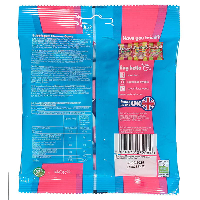 Swizzels Squashies 140 g tyggegummi