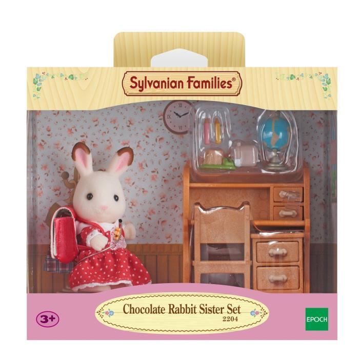Sylvanian Families Children's Desk - Chocolate Rabbit Sister - Accessories included