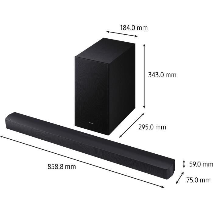SAMSUNG HW-B630F/ZA - Barra de sonido de 3.1 canales - Subwoofer inalámbrico de 6.5'' - HP Central - Adaptive Sound Lite