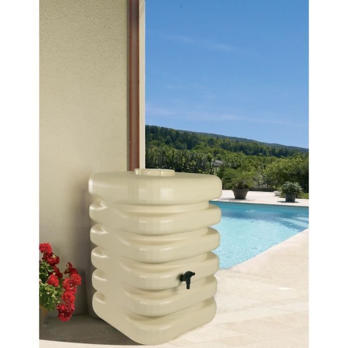 Regentonne – BELLI – Kubisch – 350 Liter – Beige – Polyethylen – 60 x 60 x 120 cm