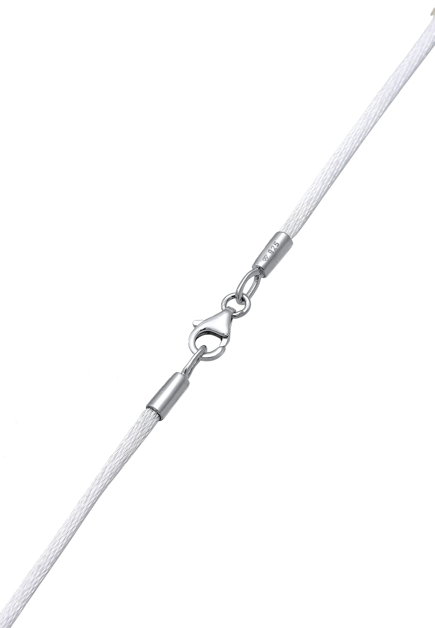 Nenalina pour dames Ruban de soie en blanc, pour pendentif de bijouterie avec fermoir homard en argent 925