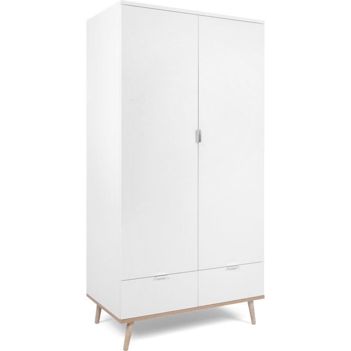 Bedroom wardrobe - GÖTEBORG 61 - Sonoma oak / White - 2 hinged doors - 90 x 55 x 180 cm