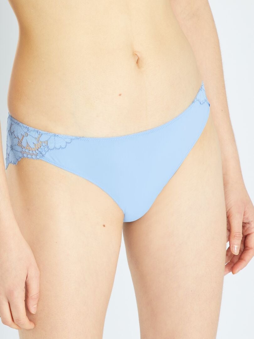Calcinha de microfibra e renda - AZUL