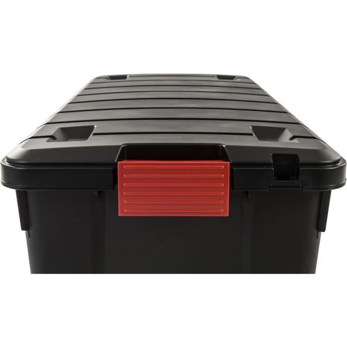 IRIS OHYAMA Juego de 3 cajas de almacenamiento DIY - Store It All - 75 L - Negro y rojo - 78 x 39,5 x 35 cm