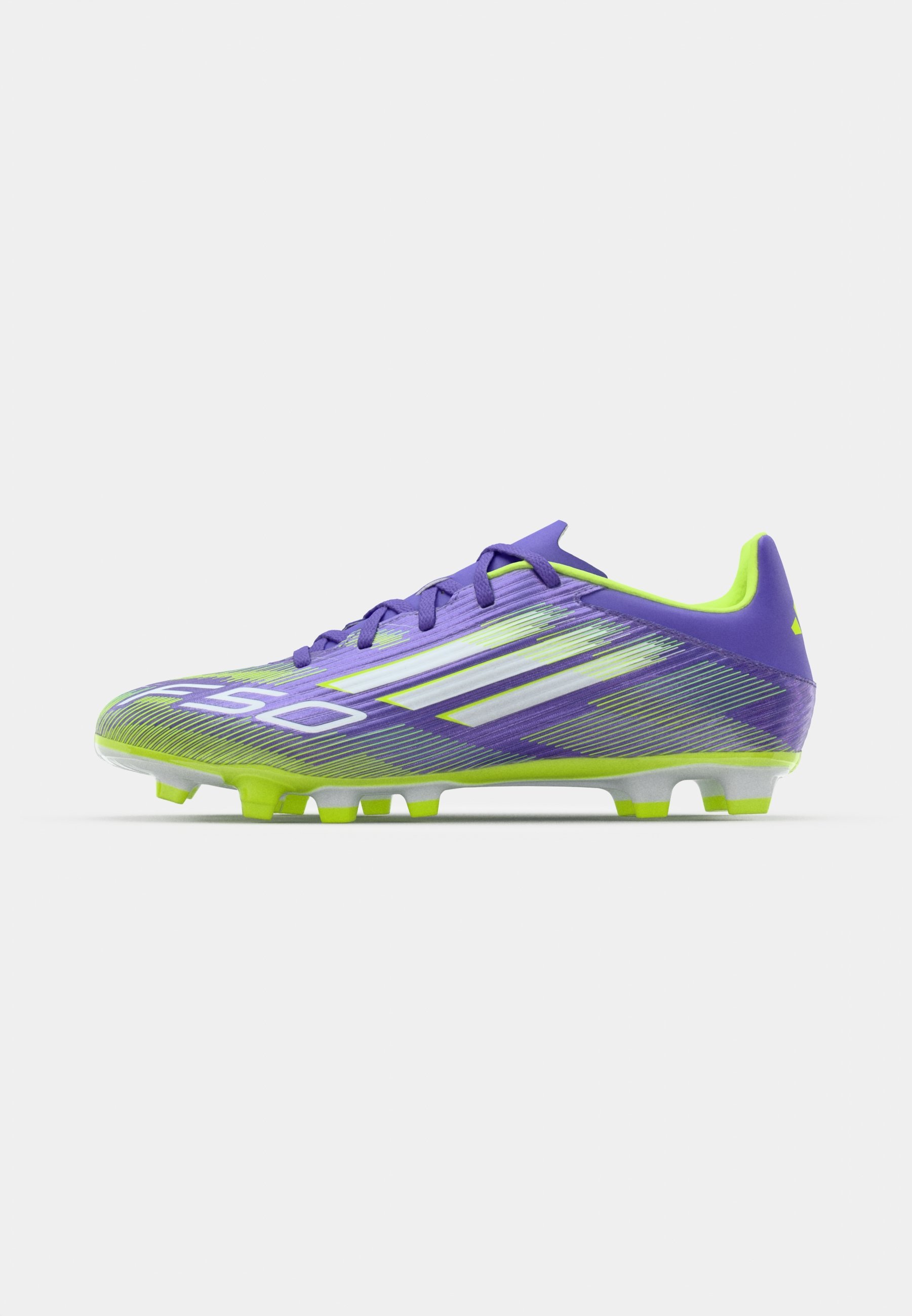 adidas Performance F50 CLUB - Chaussures de football pour terrain ferme - violet foncé/blanc/citron clair