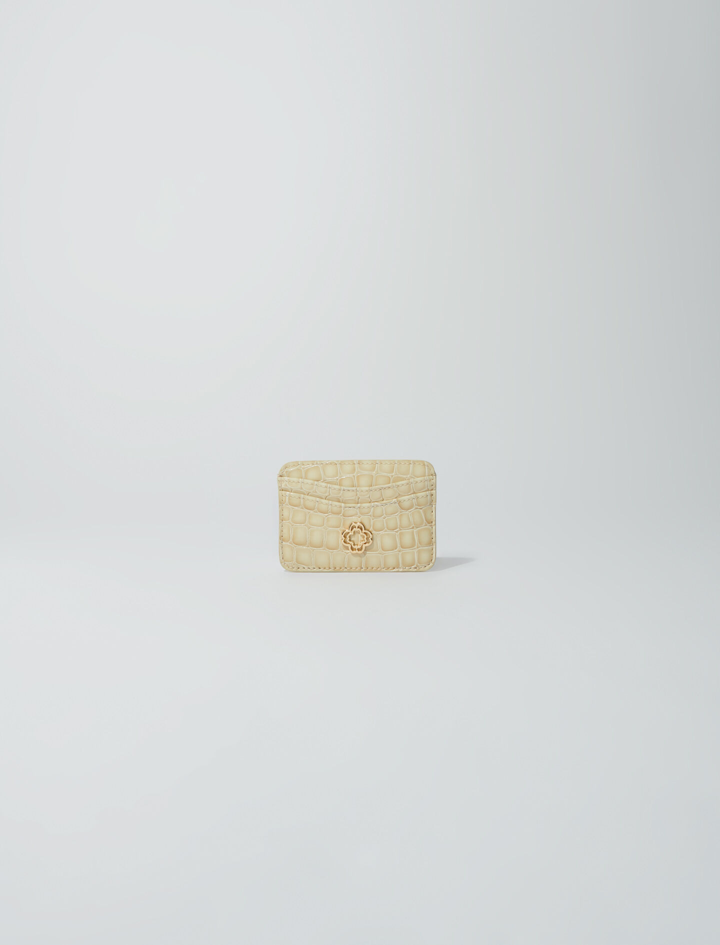Krokotiilikuvioinen nahkainen korttikotelo - Kiiltävä beige