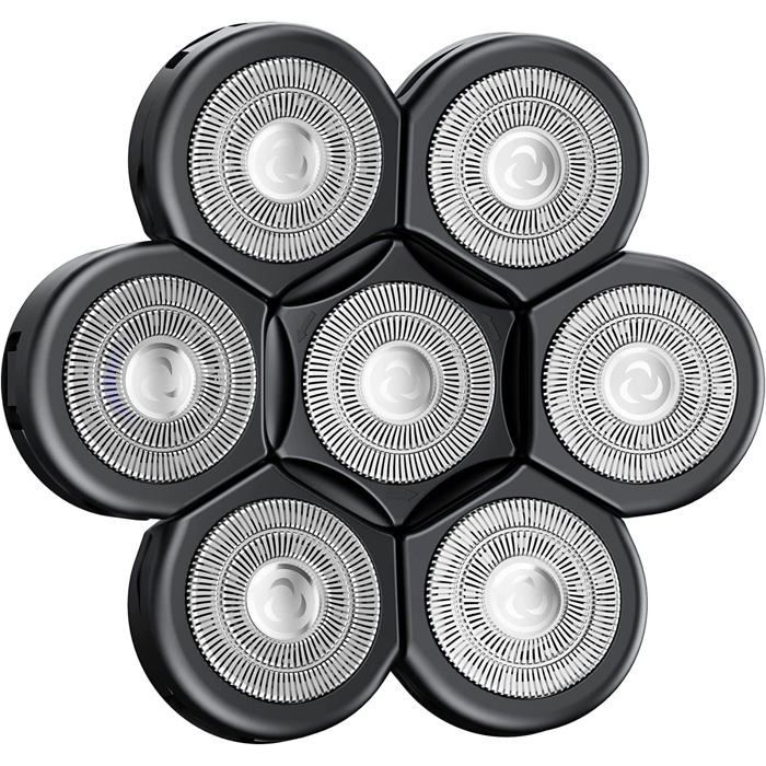 Tête Rasoir 7 Têtes Facile Installation - Rasoir Électrique Flottant Barbe Tondeuse Cheveux Double Anneau Lame Rasage Remplacement