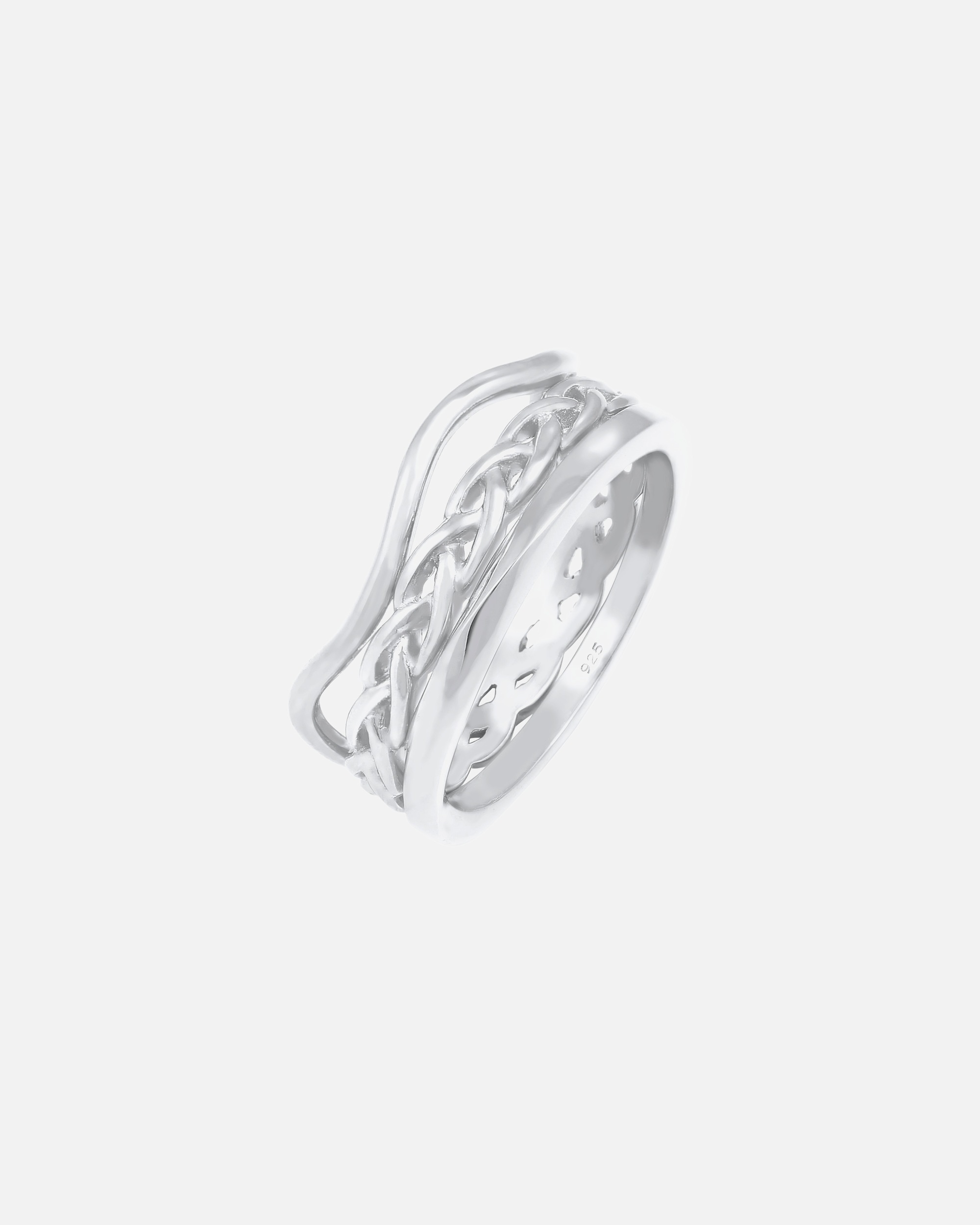 Elli Ensemble Vague Tressé Minimale Bague Femme - (925/1000) Argent