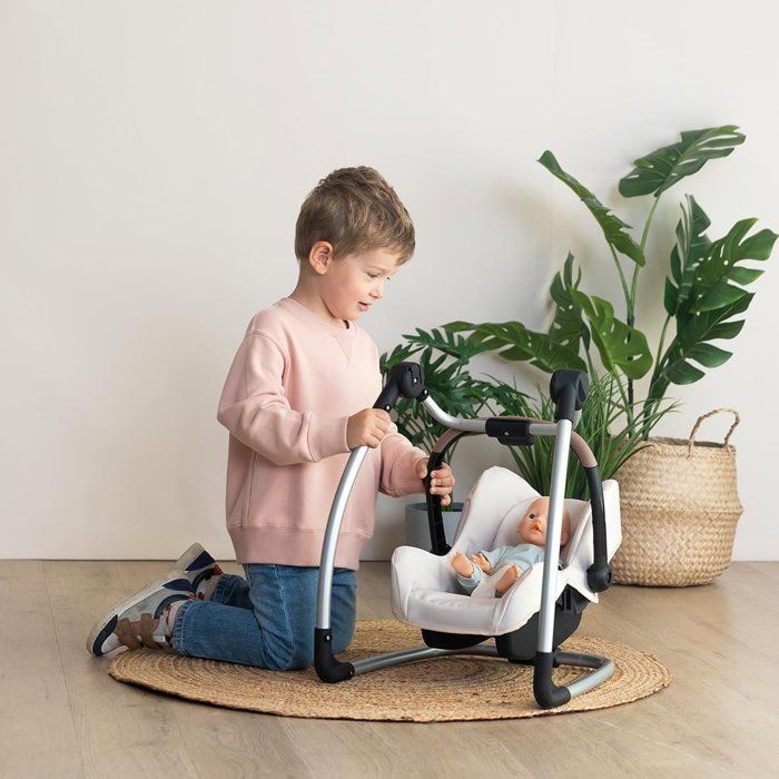 SMOBY - Maxi cosi - Siège + Chaise haute beige  - 3 en 1 - Pour poupon - Dès 3 ans