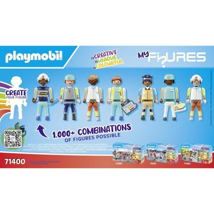 PLAYMOBIL My Figures Héros du quotidien - 71400 - Police, pompier, médecin, secours - City Action - 5 ans - 59 pièces