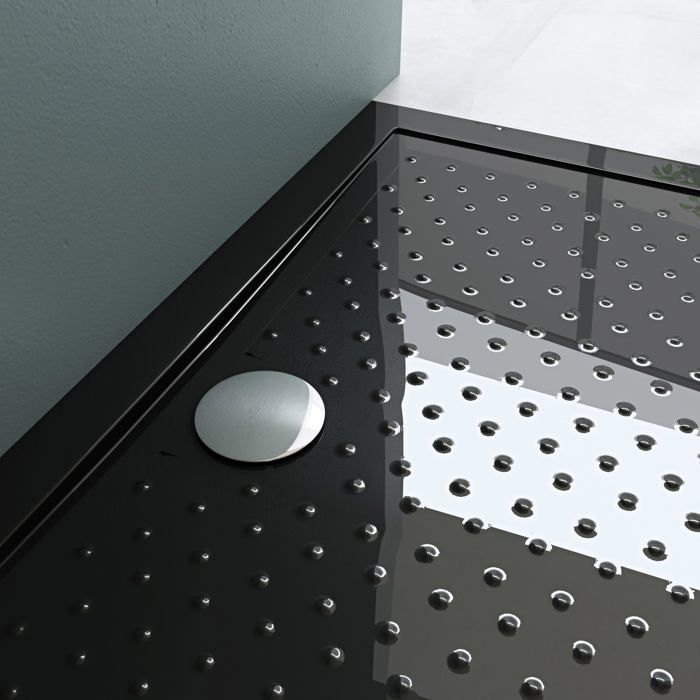 Piatto doccia antiscivolo Mai & Mai, nero, 80x90x4 cm, rettangolare, grande